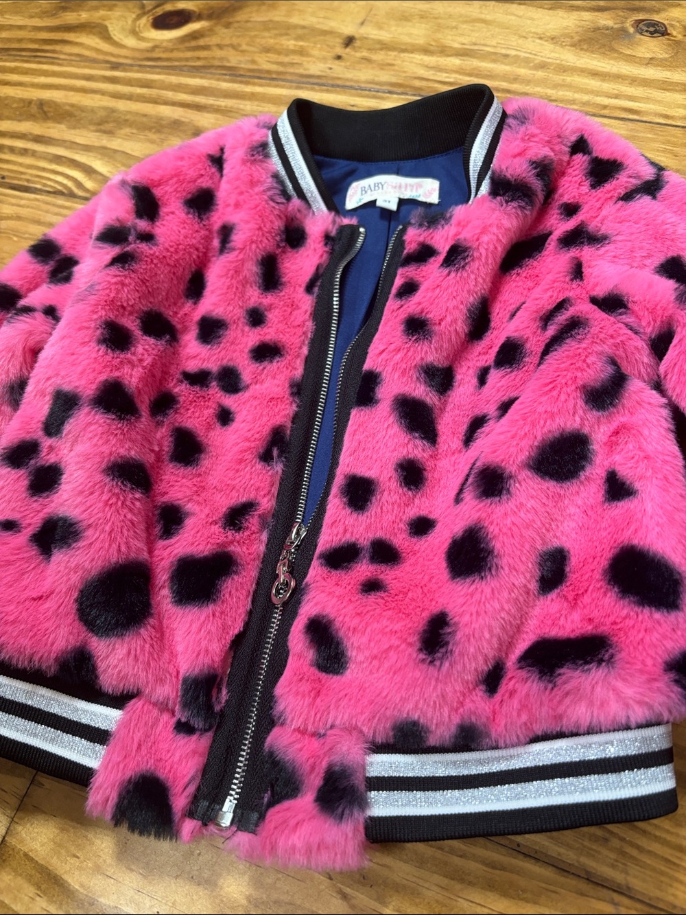 Baby Sara by Sara Sara Pink Faux Fur Zip Up Jacket Size 3T - Picture 3 of 4